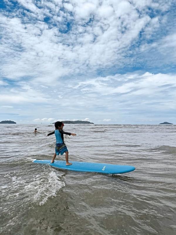 Surfing is another activity the boys enjoy.