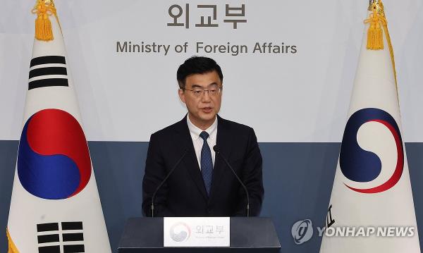 Foreign ministry spokesperson Lee Jae-woong speaks during a regular press briefing at the foreign ministry building in Seoul on July 30, 2024. (Yonhap) 