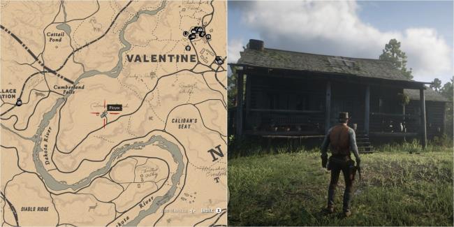 Red Dead Redemption 2 Split Image Showing Downes Ranch Location