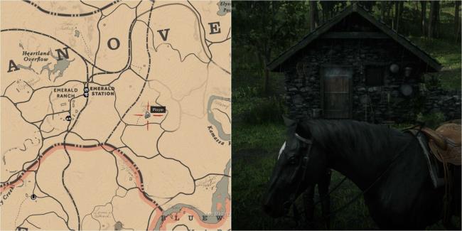 Red Dead Redemption 2 Split Image Showing Osman Grove Location