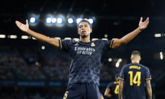 Jude Bellingham celebrates scoring for Real Madrid against Celta Vigo