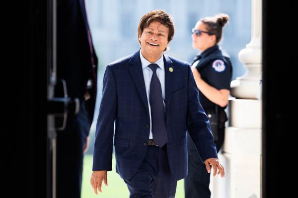 Rep. Shri Thanedar (D-Mich.) arrives at the U.S. Capitol for the last votes of the week on July 20.