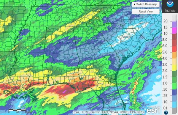 Alabama observed rain past 7 days