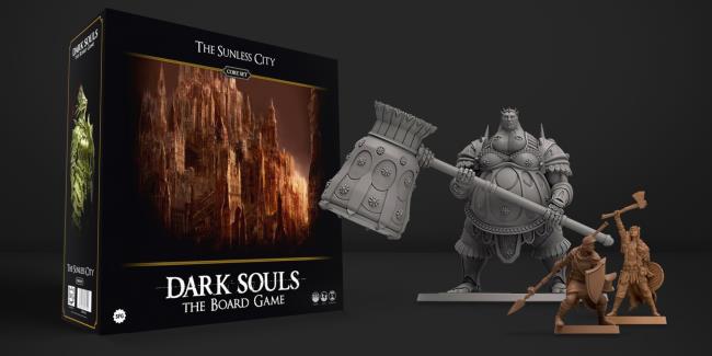 dark souls the board game the sunless city with its miniatures