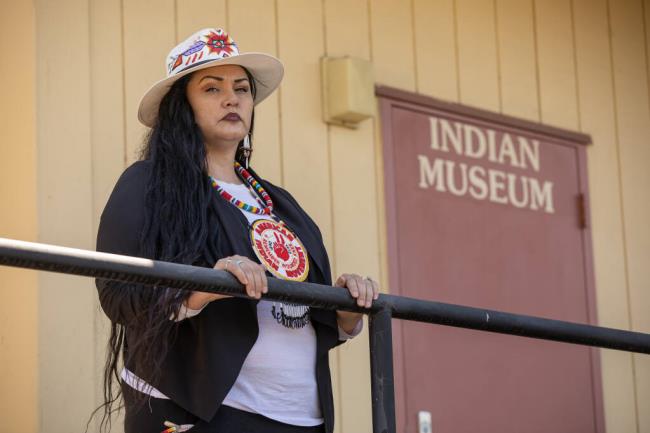 MaDo<em></em>nna Feather-Cruz has been working to reopen the Indian Museum at Roseland Elementary School in Santa Rosa. The door to the museum has been locked for three years due to mold spores discovered in the air of the deteriorating building which houses do<em></em>nated taxidermy animals, regalia and Pomo baskets. Photo taken Friday, July 28, 2023. (Chad Surmick / The Press Democrat)