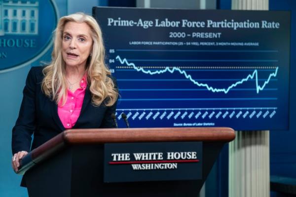 Lael Brainard, the director of the Natio<em></em>nal Eco<em></em>nomic Council, speaks at the White House on Tuesday amid a public relations push on the economy.