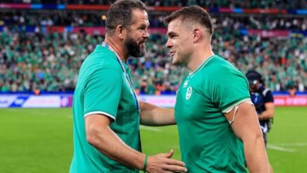 JOB DONE: Ireland's Head Coach Andy Farrell with Garry Ringrose.