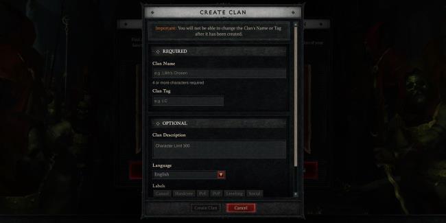 Diablo 4 Creating Clan